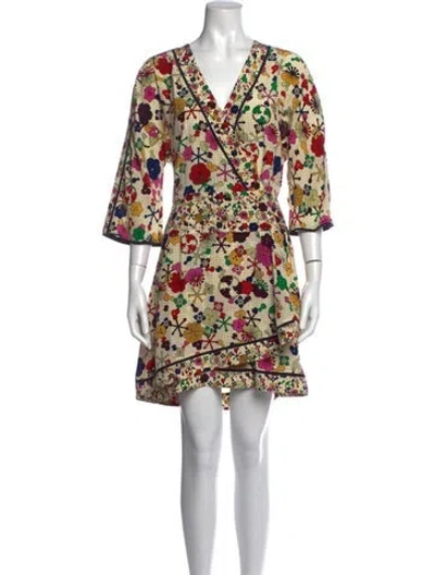 Pre-owned Kenzo Silk Mini Dress In Yellow