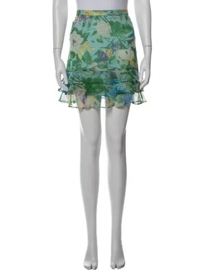 Pre-owned Kenzo Silk Mini Skirt In Blue