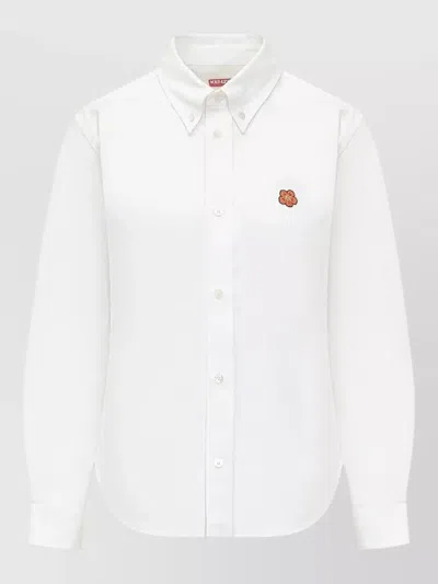 Kenzo Silk Nylon Long Sleeve Shirt Buttoned Cuffs In White
