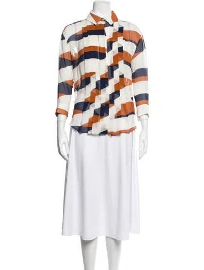 Pre-owned Kenzo Silk Printed Blouse W/ Tags In Orange
