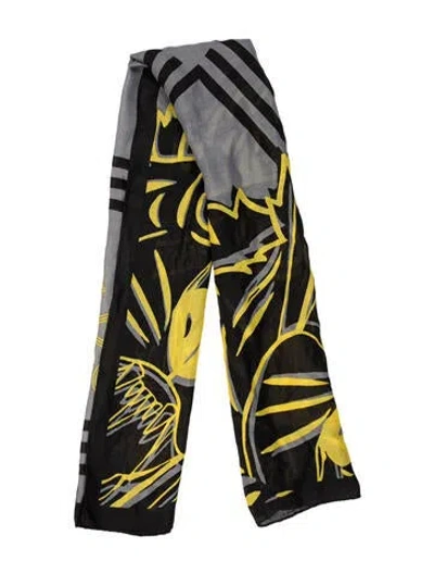 Pre-owned Kenzo Silk Printed Scarf In Black