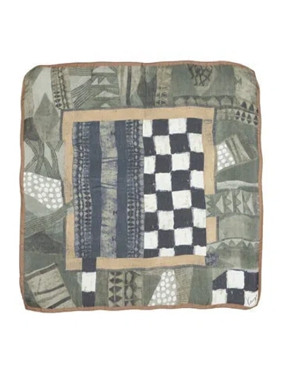 Pre-owned Kenzo Silk Printed Scarf In Green