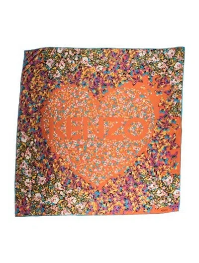 Pre-owned Kenzo Silk Printed Scarf In Orange