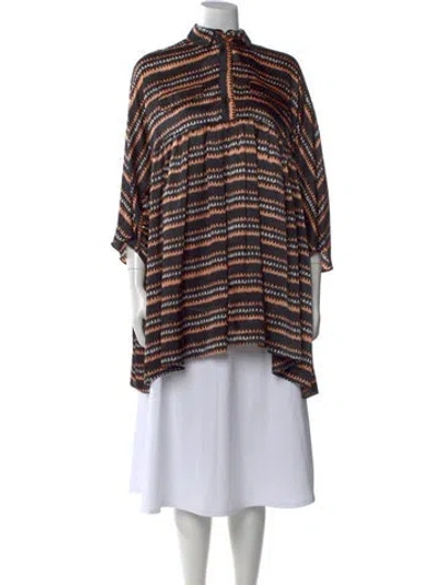 Pre-owned Kenzo Silk Printed Top In Black