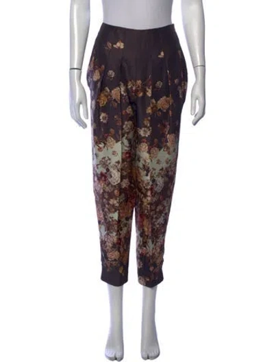 Pre-owned Kenzo Silk Straight Leg Pants In Multicolor