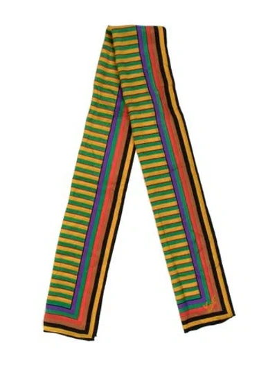 Pre-owned Kenzo Silk Striped Scarf In Blue