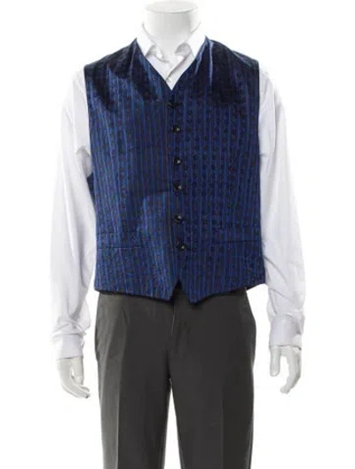 Pre-owned Kenzo Silk Striped Vest W/ Tags In Blue