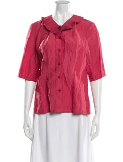 Pre-owned Kenzo Silk Three-quarter Sleeve Blouse In Pink