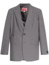 Kenzo Single Breasted Blazer In Grey