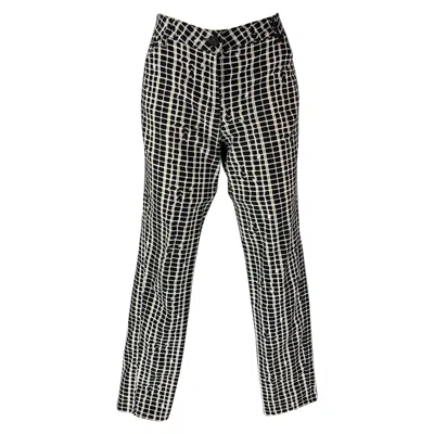 Pre-owned Kenzo Size 4 Black & White Cotton Print Jeans
