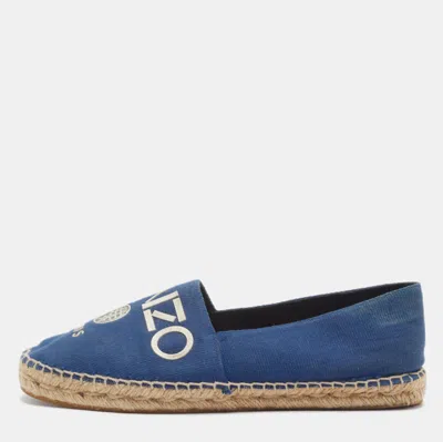 Pre-owned Kenzo Size 40 Blue Canvas Slip On Espadrille Flat