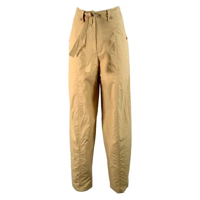 Pre-owned Kenzo Size S Beige Cotton Belted Casual Pants In Brown