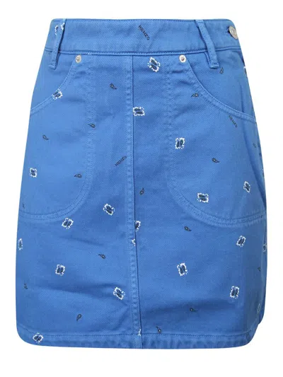 Kenzo Woman Mini Skirt Blue Size 8 Cotton
