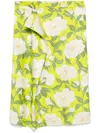 Kenzo Asymmetric Floral Wrap Skirt In Green