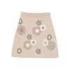 Kenzo Floral-pattern Knit Skirt In Brown
