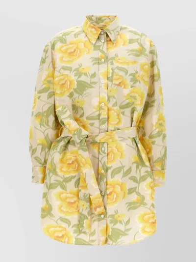 KENZO 'SLEEVE KIMONO PEONIES' DRESS