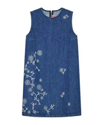 Kenzo Sleeveless Dress In Medium Stone Blue Denim
