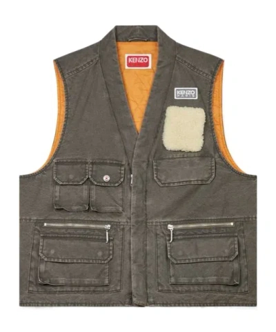 KENZO KENZO LOGO PATCH POCKET-DETAILED VEST