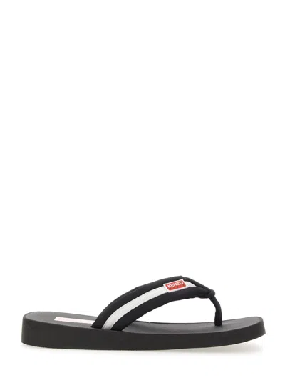 Kenzo Slide Sandal With Logo In Black