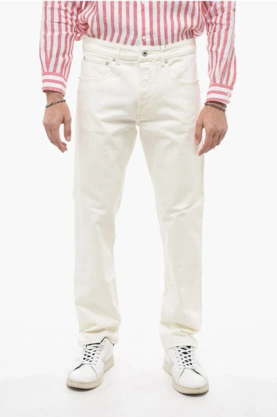 Kenzo Slim Fit Bara Denims With Logo Patch In White
