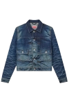 Kenzo Slim Pleated Trucker Jacket Stone Bl Dirty Blue Denim In Blue