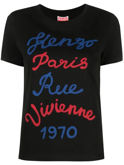 Kenzo Slogan-print Cotton T-shirt In Black
