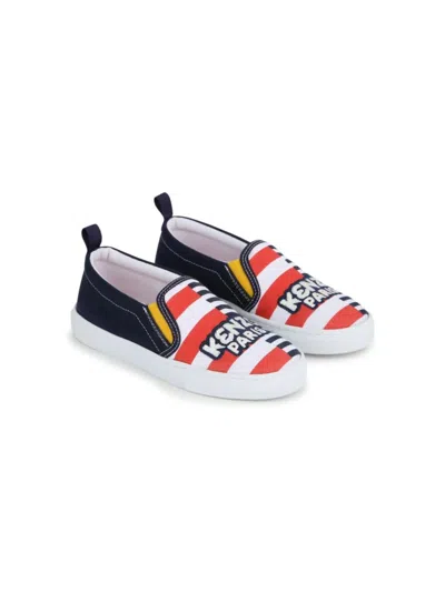 Kenzo Kids' Sneakers Con Stampa In Blue