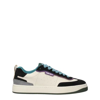 Kenzo Sneakers Men Multicolor Leather In Blue