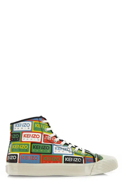 Kenzo Man Sneakers Green Size 9 Textile Fibers In Red
