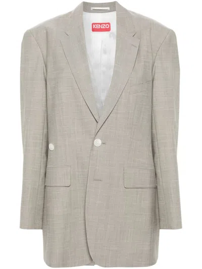 Kenzo Double-breasted Blazer In Grey