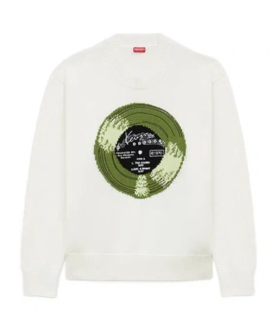 Kenzo Sounds Intarsia Cotton Sweater In White
