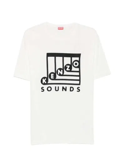 Kenzo Sounds T-shirt With Embroidery In White