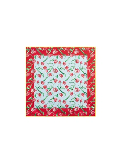 Kenzo Square Silk Scarf In Brown