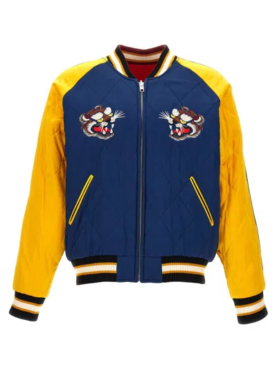 Kenzo Star Tiger Souvenir Bomber Jacket In Yellow