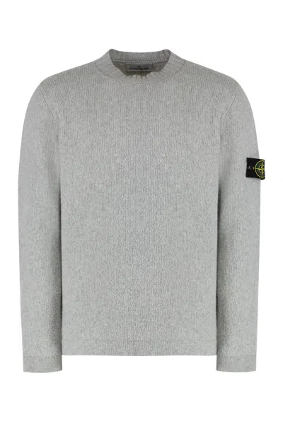 Kenzo Stone Island Wool-blend Crew-neck Sweater In Gray