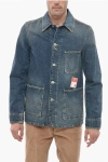 KENZO STONE WASHED DENIM BLAZER WITH PATCH POCKETS