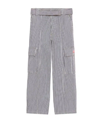 Kenzo Straight-cut Striped Army Jeans In Gray