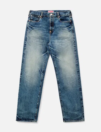 Kenzo Straight Fit Jeans In Japanese Denim In Purple