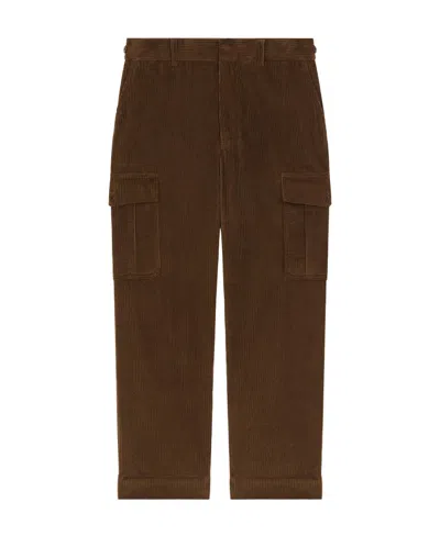 Kenzo Straight-leg Corduroy Cargo Trousers In Brown