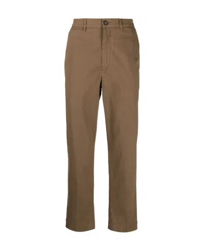 Kenzo Straight-leg Cotton Trousers In Brown