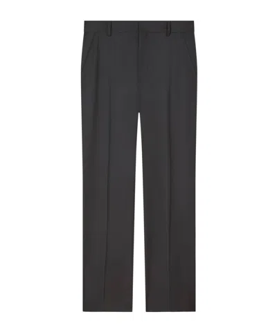 Kenzo Straight Tailored Pants In Virgin Wool In Black