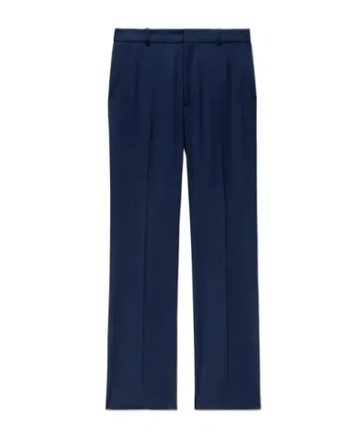 Kenzo Straight Tailored Pants In Virgin Wool In Blue