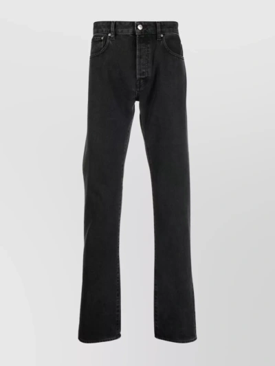 Kenzo Streamline Mid-rise Slim Cut Trousers In Black