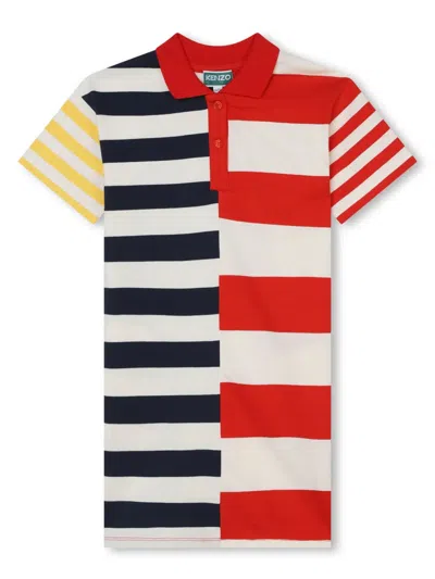 Kenzo Kids' Stripe-print Organic Cotton Dress In Orange