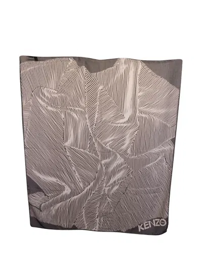 Pre-owned Kenzo Stripe Print Scarf In Black