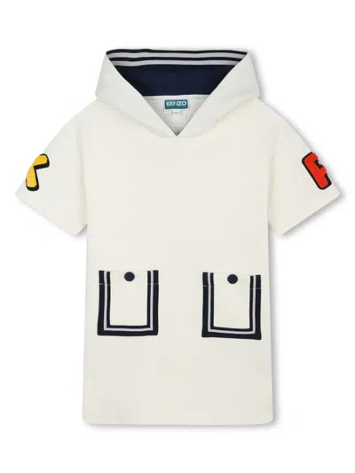Kenzo Kids' Stripe-trim Hooded Dress In White
