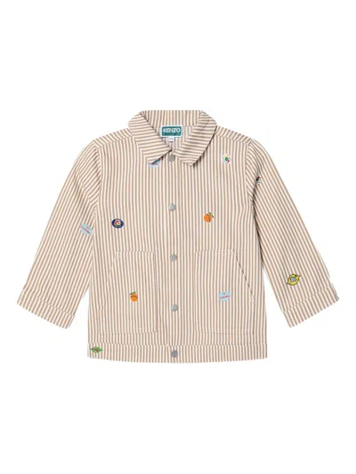 Kenzo Striped Jacket In Brown