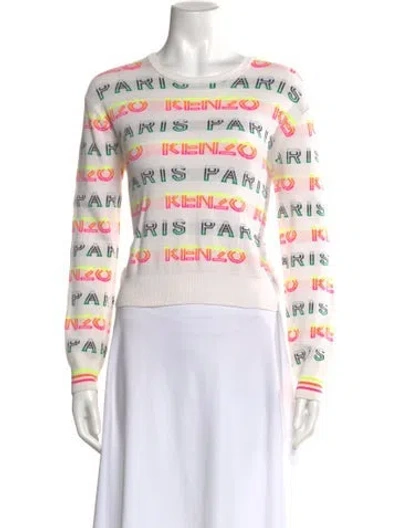 Pre-owned Kenzo Striped Bateau Neckline Sweater In White