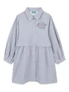 Kenzo Striped Button-up Dress In Blue