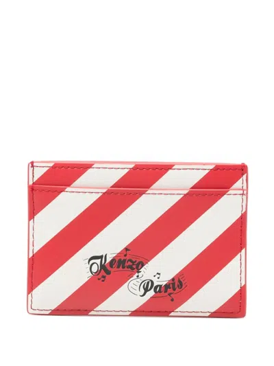 Kenzo Striped Card Holder In Red